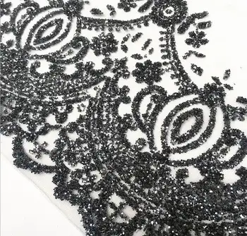 30CM Tamsiai Pilkas Blizgus Karoliukai Karšto Diamond Vestuvių Suknelė, Užuolaidų, Drabužių, Nėriniai Priedai