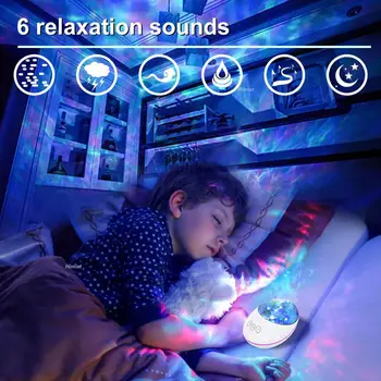 Laimingas Akmuo Vandenyno Bangos Projektorius Naktį Šviesos Lempa, Bluetooth, Muzikos Grotuvas, Nuotolinio Valdymo Pultas Vandens Banga Spalvotas Led Projektorius Kūdikių