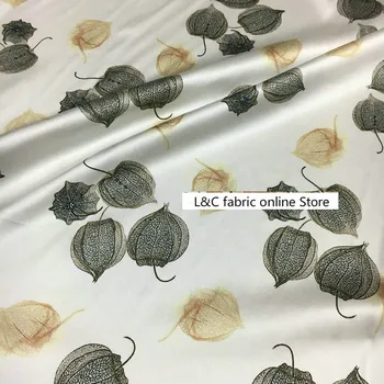 19mm šilko ruožas satino audinio temperamentas žibintų žolės spausdinti vasaros šilkaverpių šilko marškinėliai suknelė medžiagų didmeninė nuolaida