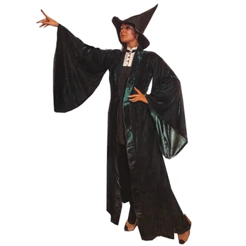 Minerva McGonagall Suknelė Cosplay Kostiumas Tamsiai Žalios Spalvos Apsiaustu, Tranšėjų Apsiaustas+Hat