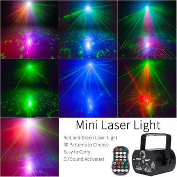 60 Modeliai Lazerinis Projektorius, RGB LED Disco Šviesos Strobe Nuotolinio Lazer Projekcija Lempos Muzikos Scenos Apšvietimo Efektas Šokių Grupė