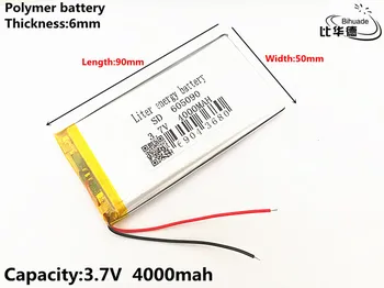 5vnt/daug), 3,7 V 4000mAh 605090 PLIB polimeras ličio jonų / Li-ion baterija GPS PSP DVD