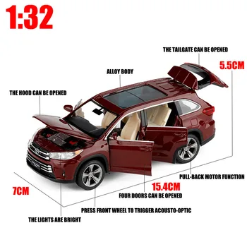 1:32 Toyota Highlander Automobilio Modelį Lydinio Automobilių lydinio Žaislas Automobilio Modelį Traukti Atgal, Vaikų Žaislas Kolekcionuojamų Nemokamas Pristatymas