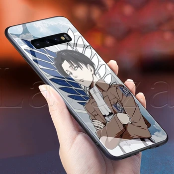 Lavaza Japonų Anime Ataka Titan Stiklas TPU Case for Samsung S7 S8 S9 S10 Pastaba 8 9 A10 A20 A30 A40 A50 A60 A70 Krašto Plius