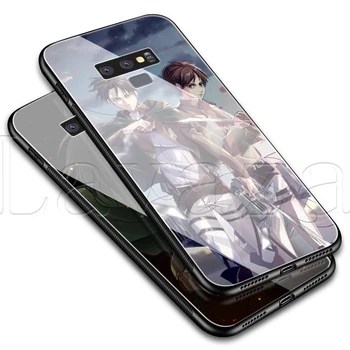 Lavaza Japonų Anime Ataka Titan Stiklas TPU Case for Samsung S7 S8 S9 S10 Pastaba 8 9 A10 A20 A30 A40 A50 A60 A70 Krašto Plius