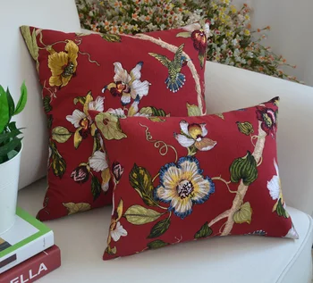 Rudos spalvos užvalkalas už sofos pagalvėlių idilišką sceną Šiaurės medvilnės atveju automobilio juosmens pagalvės užvalkalą paukščių ir gėlių namų dekoro