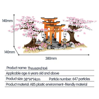 SEMBO Kūrėjo Idėja, Sakura Inari Medžio Namų Statyba Blokai Miesto Street View Šventykla Cherry Blossom Draugais Plytos, Dovanos, Žaislai Mergina