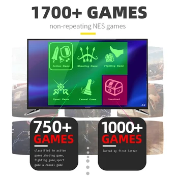 DUOMENŲ VARLĖ Belaidis USB Vaizdo Retro Žaidimų Konsolės Pastatytas 1700 Klasikinis NE Žaidimai Paramos AV/HD Out 4k Dual Delninis Žaidimų Konsolės
