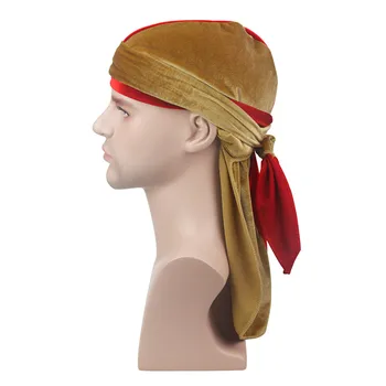 Vyrų, Moterų Turbaną Bandana Aksomo Perukai Durags padaryti doo durag ilga uodega apdangalai, Kaspinai Dviratininkas Pirate Hat Plaukų Padengti Priedai