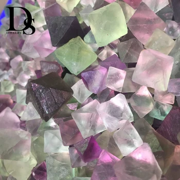 10vnt Gamtos Aišku, Fluorito Octahedron Žalia Violetinė Kvarco Kristalų Taško Pakabukas Grubus Geometrinis Pavyzdys 