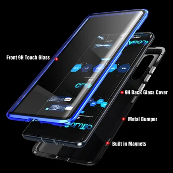 360 Magnetinės Metalo Atveju iphone, 11 Pro 6S 7 8 Plus X XR XS MAX du kartus Pusėje Grūdinto Stiklo Dangtelis, Skirtas 