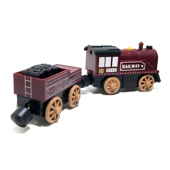 Elektros magnetinių traukinių raudona Sunkvežimių vaikų žaislas mediniai geležinkelio automobilis yra suderinama su mediniais vežimėlio traukinio bėgių ir vaikų dovanų