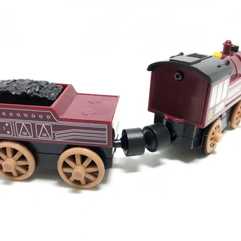 Elektros magnetinių traukinių raudona Sunkvežimių vaikų žaislas mediniai geležinkelio automobilis yra suderinama su mediniais vežimėlio traukinio bėgių ir vaikų dovanų