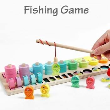 Montessori Mediniai Žaislai Vaikams Spalvinga Valdybos Matematikos Žvejybos Skaičius Numerių Atitikimo Skaitmeninės Formos Anksti Švietimo Žaislai Vaikams