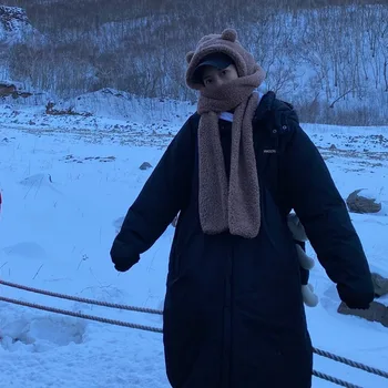 Moterų Žiemos Striukė korėjos Negabaritinių Prarasti Laišką Siuvinėjimo Šiltas Vidutinio ilgio Femme Gobtuvu Medvilnės Paltą Moteris Parkas 