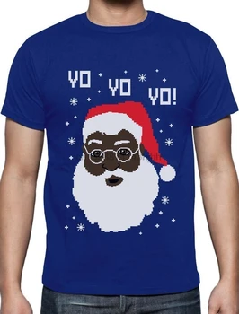 Naujausias 2018 Vyrų Mados Yo Yo Yo Juodas Santa Bjaurusis Kalėdų Džemperis Marškinėliai Juokingas Kalėdų Dovana, Juokinga Medvilnė Tee