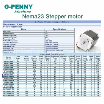 NEMA23 CNC Step Motor 57x76mm velenas D= 6.35/8mm 1.89 N. m stepper motorinių 270Oz-in 3A Žengia už CNC staklės ir 3D spausdintuvas