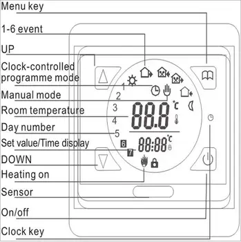 M9.716 ŠVOK 16A Jutiklinis Ekranas Savaitės Programavimas Grindų Šildymo Temprature Jungiklis, Termostatas,