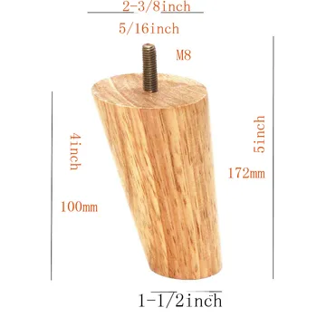 10-15cm Aukščio Medžio Spalvos Kaučiuko Medžio Baldai Kojos M8 Sriegiu protezavimo Kabinetas Kėdės, Sofos Kojas, 4/1PCS