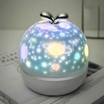 Vietoje 360 Sukimosi Žvaigždėtas Dangus Naktį Šviesos Projektorius su 6 Projekcijos, Filmai Projektoriaus Lempa Vaikams Miegamasis QP2