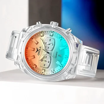 Skaidraus Plastiko vyriški laikrodžiai ONOLA 2020 NAUJAS Prekės ženklas mados dresse unikalus sporto žiūrėti vyrai moterys vandeniui kvarco mens watch