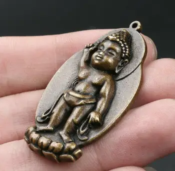 Kinų Bronzos Budizmas Sakyamuni Princas Budos Galva Pakabukas Exorcise Piktųjų Dvasių Statula Laimingas Amuletas