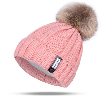 Moterų Skrybėlę Medvilnės Trikotažo Mados žiemos skrybėlės moterims Šiltas Beanie Skrybėlių Reguliuojamas Gaubtas Minkštas Pompom Skrybėlę Lauko Sporto gorros