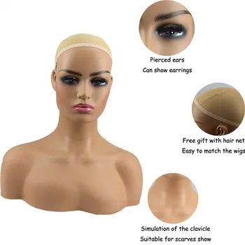 Realus Moterų Manekeno Galvos Modelį su Peties Manikin PVC Galva, Krūtinė Perukas Galvos Stovėti Perukai Ekranas Priėmimo,Optikos,