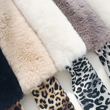 USPOP žiemos skara moterų šalikai moterų kratinys dirbtiniais kailiais šifono leopardas spausdinti šalikas moterims minkštas šiltas žiedas stilius carves