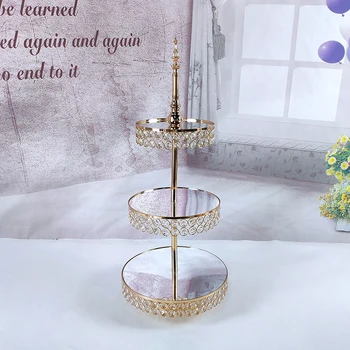 Aukso Krištolo karoliukai tortas stovėti nustatyti aukso chromu padengtas veidrodžio paviršius desertas stovėti vestuves stalo apdailos kepimo įrankis