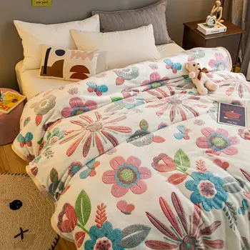 Aukštos Kokybės Koralų Vilnos saulėgrąžų antklodė už sofos apdailos storio antklodė šilta padengti lova dovana