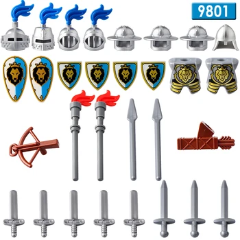 21pcsMedieval Pilis Blue Lion Knight Karaliaus Riteris su Ginklų figūrėlių, Statyba Blokai, Plytos, Žaislai Vaikams 9801 9802