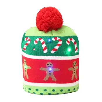 LED Mirksi Šviesos Kalėdų Skrybėlę 2021 Naujas Megztas Beanie Skrybėlių Vaikams Suaugusiųjų Naujųjų Metų Kalėdų Namų Puošybai 25*22cm