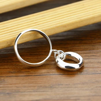 Mados didmeninė 925 sterlingas sidabro žiedas Paprasta apskritas pakabutis žiedai Žavinga panele papuošalai, moteriški drabužiai ir aksesuarai