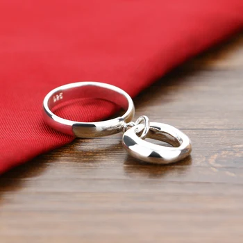 Mados didmeninė 925 sterlingas sidabro žiedas Paprasta apskritas pakabutis žiedai Žavinga panele papuošalai, moteriški drabužiai ir aksesuarai