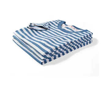 Vasaros apvalios kaklo vyriški trumparankoviai dryžuotas marškinėliai retro kolegijos vėjo karinio jūrų laivyno jūreivis mėlyna ir balta dryžuotas prarasti atsitiktinis viršų