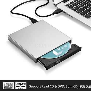 50Pcs/Daug USB Išorinis CD-RW įrašymo įrenginys DVD/CD Skaitytuvas Player su Dviem USB Kabeliai, 