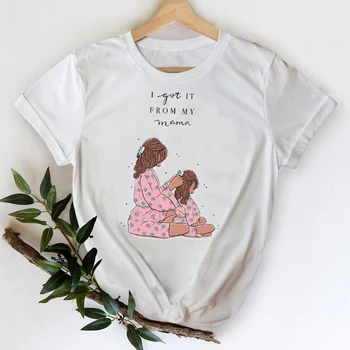 T-marškinėliai Moterims 2021 Animacinių filmų Trumpas Rankovės Saldus Mama Mama, Mama, Myliu, Rūbų, Grafinis Marškinėlius Viršuje Lady Spausdinti Moterų Tee Marškinėliai