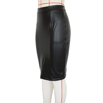 Moterų dirbtiniais odos PU aukštos juosmens, plonas seksualus paketo klubo sijonas ilgas kelnes ir moterų, moterų 2018 m. rudenį naujų moterų sijonai juoda