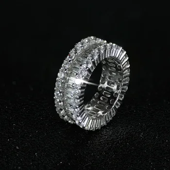 Kieto nekilnojamojo nekilnojamojo 925 sterlingas sidabro batono supjaustyti vestuvių juostoje amžinybės Žiedas, moterų nuotakos kalėdų dovana asmeninį LR4575S