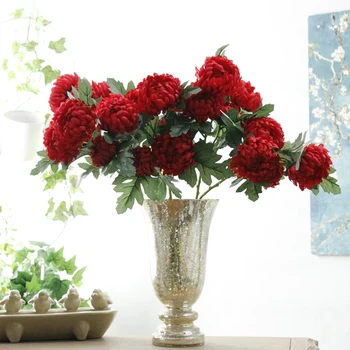 5 Galvos Šilko Camellia Rose Dirbtinės Gėlės Plastiko Ilgo Stiebo Audinio Netikrą Gėlių, Vestuvių Namų Puošybai