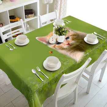 Įprastiniai 3d Turas Staltiesė Dėvėti Girliandą kačiukas Katė Modelio Tirštėti Poliesteris Stačiakampio formos staltiesė Namų tekstilės