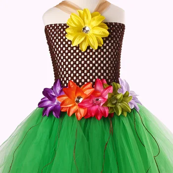 Vasaros Lily Havajų Žolės Tutu Suknelė su Lankelis Merginos Atostogų Gėlių Kostiumas Vaikams Princesė Tiulio Suknelė Kūdikių TUTU Drabužiai