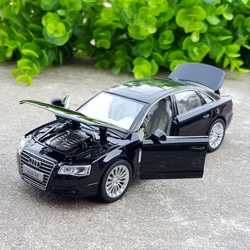Aukštos modeliavimo 1:32 AUDI A8 Lieti Automobilio Modelį Metalo Žaislinės Transporto priemonės Traukti Atgal Mirksi Muzikinių Žaislų Vaikams