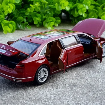 Aukštos modeliavimo 1:32 AUDI A8 Lieti Automobilio Modelį Metalo Žaislinės Transporto priemonės Traukti Atgal Mirksi Muzikinių Žaislų Vaikams