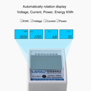 LCD Skaitmeninis Ekranas vienfaziai elektros Energijos Suvartojimo Matuoklis Energijos Skaitiklis Vatų Wattmeter kWh 230V AC 50Hz Din Bėgelio