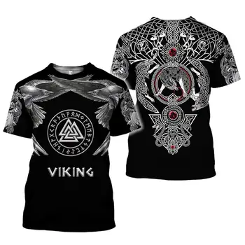 PLstar Kosmosas 2019 m. vasaros marškinėliai vyrams Naujausias Viking Tatuiruotė t-shirt 3D Atspausdintas T-marškinėliai Vyrams, Moterims Atsitiktinis Harajuku Tees Viršūnės