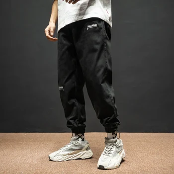 Mados Streetwear Vyrų Džinsai Palaidi Tinka Pusėje Juostele Dizaineris Atsitiktinis Krovinių Kelnės Hombre Armijos Žalia Chaki Hip-Hop Poilsiu Kelnės Vyrams