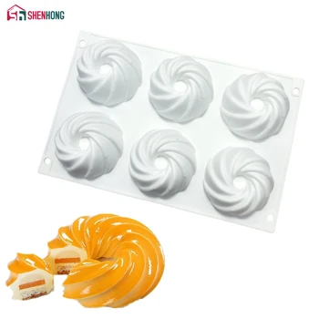SHENHONG 6 Skyles Silikono Spiralės Putėsiai Pelėsių Kepimo Pyragas Desertas Minkštas Formuoti Saldainius Moule Konditerijos Visos Bakeware