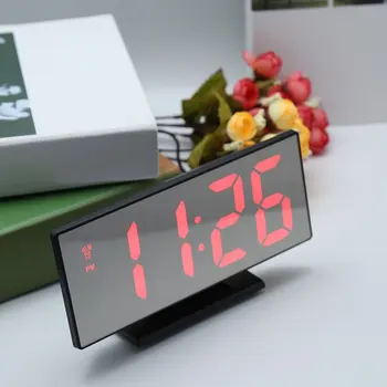 2020Digital Žadintuvas LED Veidrodis Elektroniniai Laikrodžiai Daugiafunkciniai Didelis LCD Ekranas Skaitmeninis Stalo Laikrodis su Kalendoriumi USB Kabelis